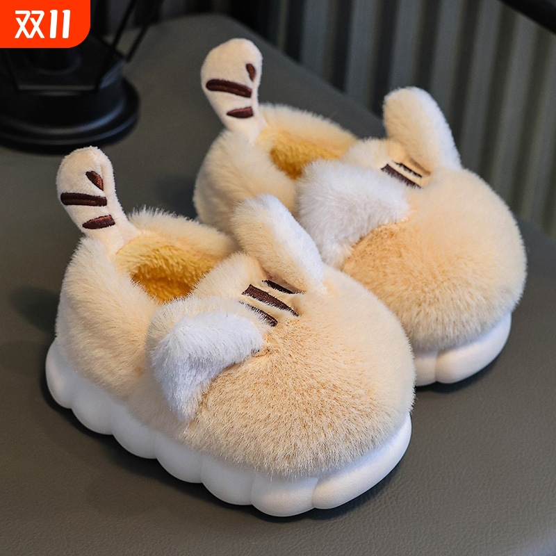 儿童棉鞋冬男童卡通居家室内女童宝宝保暖软底大中小童包跟棉拖鞋