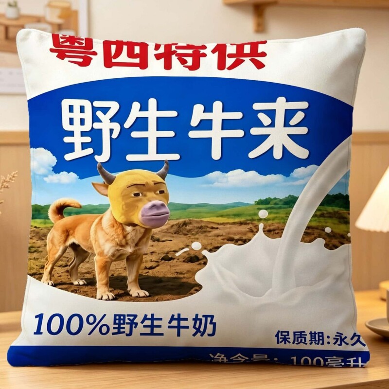 搞笑梗野生奶狗方形抱枕居家沙发靠垫装饰枕套宿舍搞怪靠腰枕头