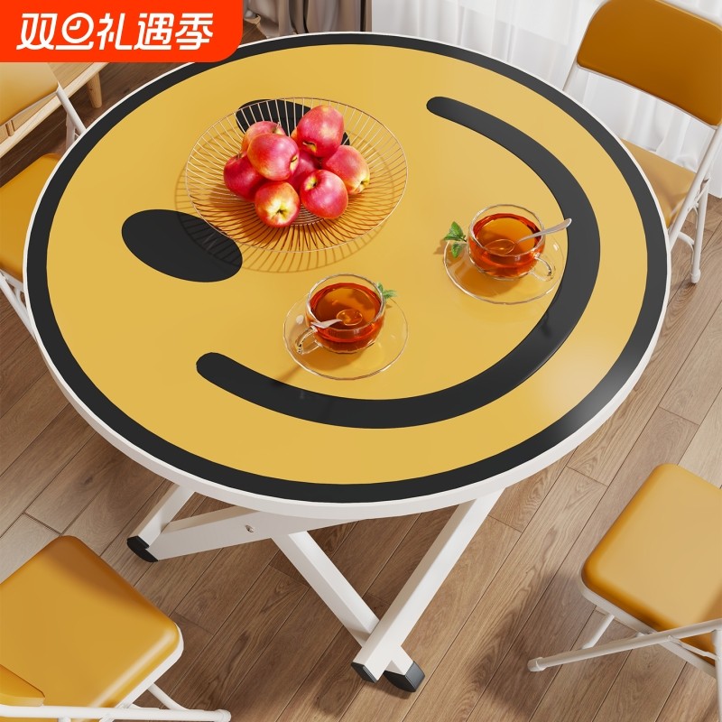 可折叠小桌子家用小户型圆桌客厅免打孔大容量结实支架便携餐饭桌