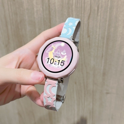 适用华为手表gt6表带真皮星星月亮watch5/5pro折叠磁吸扣4智能gt3运动2配件硅胶防水腕带小众搭配粉色蓝色