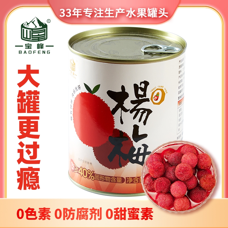 热销糖水新鲜大罐杨梅罐头850g水果罐头休闲零食彩标酸甜罐装杨梅