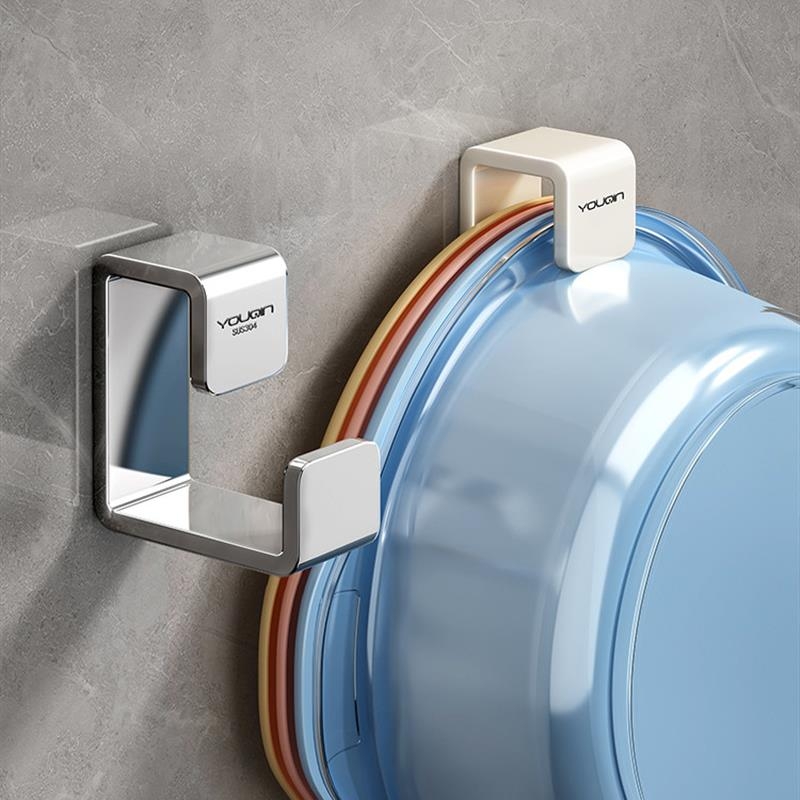 304不锈钢洗脸盆收纳架子卫生间浴室免打孔置物架放脸盆挂钩神器