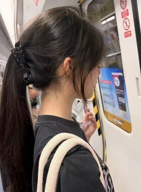 香蕉夹【千金波点】许研风波点蝴蝶结后脑勺发夹甜美气质竖夹发饰