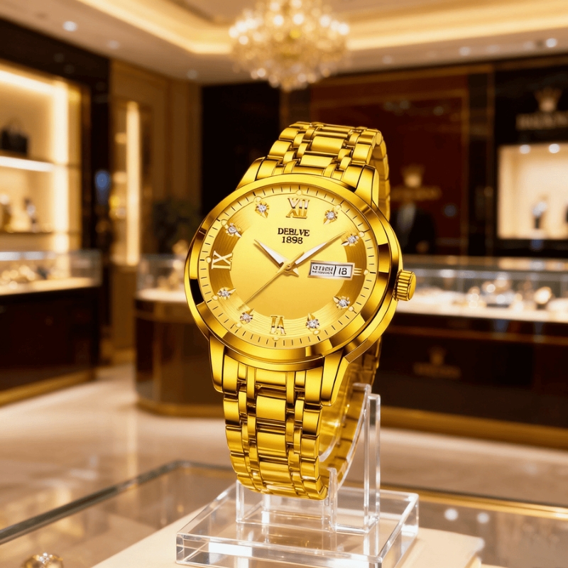 正品瑞士2024新款手表男士全自动机械风防水精钢带双日历男表夜光