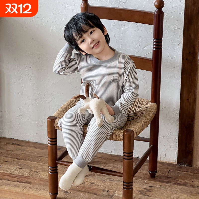 新品童装无骨羊毛蚕丝套装