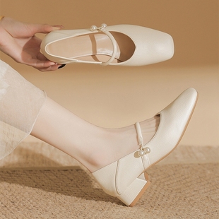 白色玛丽珍单鞋 皮鞋 工作单鞋 巨软 女鞋 平底旗袍鞋 晚晚鞋 2025法式