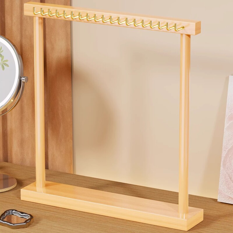 项链架手串收纳展示架钥匙扣耳环吊坠整理架桌面实木佛珠放置架子