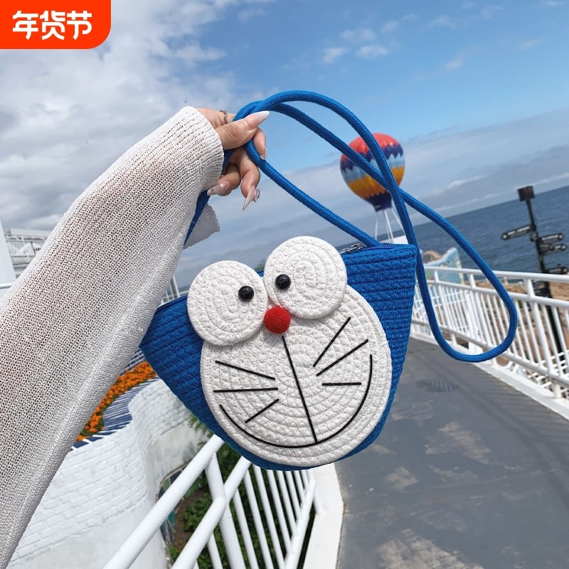 可爱卡通夏天包包女2023新款潮ins丑萌单肩水桶包小众斜挎编织包,箱包皮具/热销女包/男包,手拿包,淘宝优惠券,粉丝福利购,淘宝优惠卷