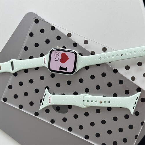适用苹果iwatchs11/10运动s8/9韩版斜切波点表带se3女42/46新款