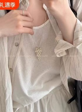 东大门欧尼同款!高级感葡萄串珠项链女2026新款小众独特长款颈链