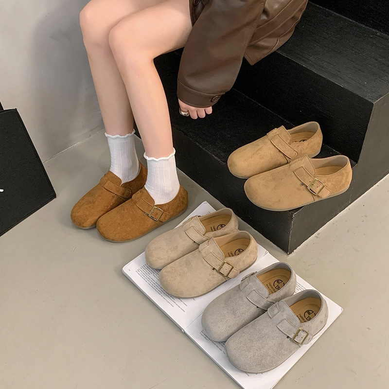 内增高复古全包勃肯鞋女2025春秋新款一脚蹬懒人乐福鞋休闲单鞋子