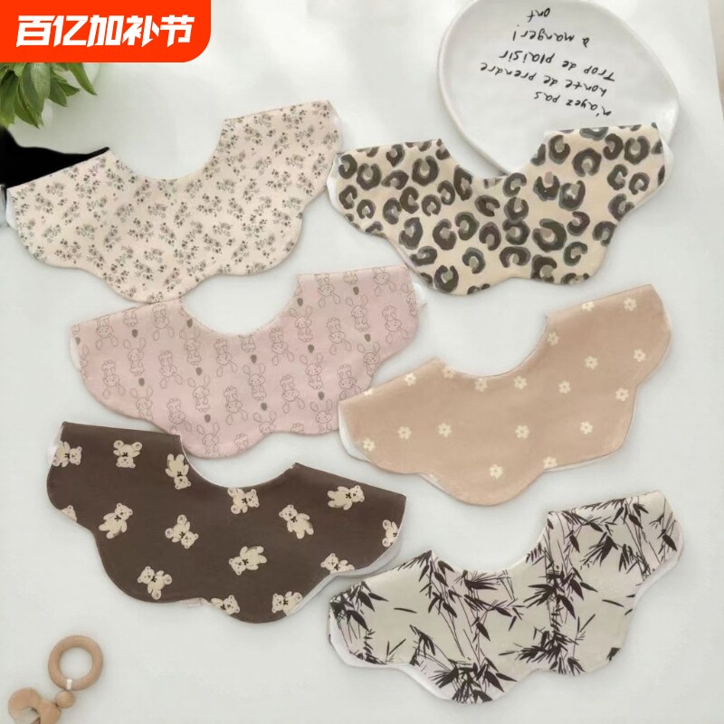ins风新款婴儿加厚围嘴360度婴儿口水巾夏季A类棉围兜新生儿宝宝