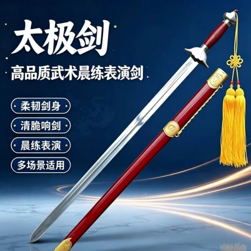 太极剑武术舞蹈剑专用未开刃儿童女式男士剑花剑软响半硬剑表演剑图片