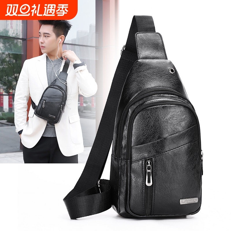 新款男包胸包软皮男士防水单肩包斜挎包韩版斜肩跨包斜背包挎肩包
