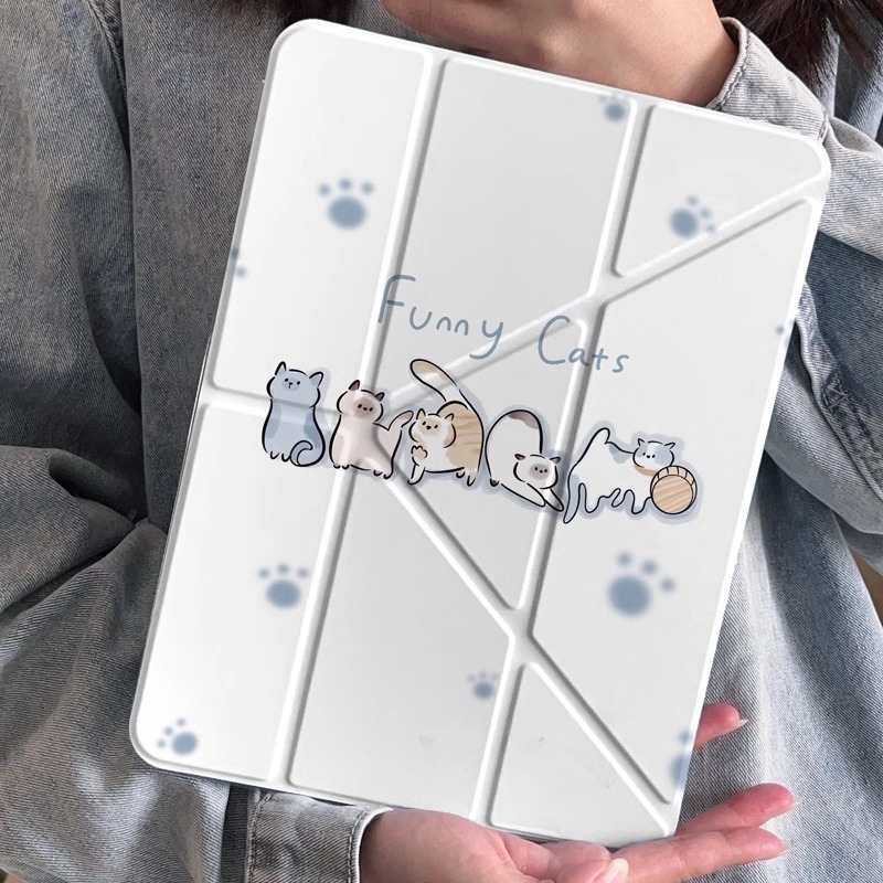 适用ipad壳保护新款ipadpro保护套air6苹果2025第十10代11英寸9平板mini7带笔槽8电脑5防摔4九3亚克力2搞笑猫