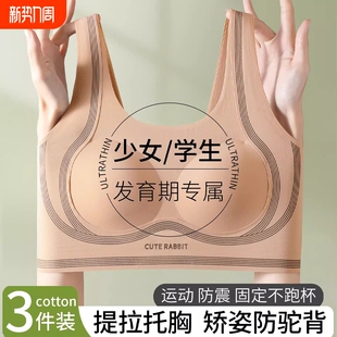 无痕内衣女聚拢无钢圈提拉上托果冻条软支撑防下垂文胸发育期防震