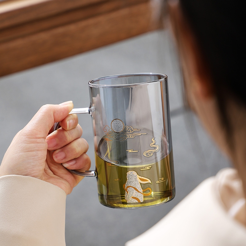 高硼硅玻璃杯带把手待客水杯耐热杯子家用喝水茶杯男女泡茶杯