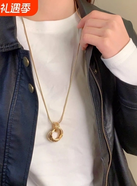 银色圆环款项链女奢小众精致高级毛衣2025新款吊坠配配饰饰品