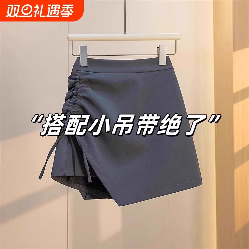 运动裙裤女防走光大码网球跑步假两件瑜伽健身裤高腰半身裙裤速干