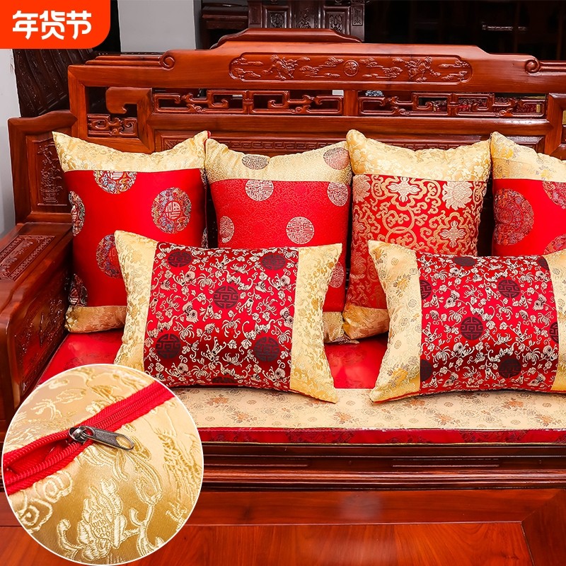 中式抱枕靠垫中国风客厅古典靠枕大靠背腰枕套红木沙发方形缎面,居家布艺,靠垫/抱枕,淘宝优惠券,粉丝福利购,淘宝优惠卷