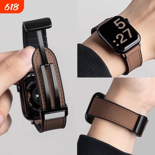 适用vivowatchgt2手表表带iqoo女士watchgt疯马皮vivowatch5男vivo智能磁吸真皮3运动GT透气2女腕带皮质黑色