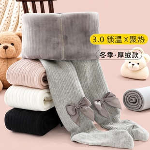宝宝连裤袜秋冬季加绒女童连体袜子加厚款女孩连脚儿童打底裤一体