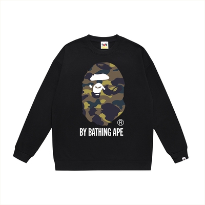 潮牌APE圆领卫衣重磅高版本SHARK BAPE猿人鲨鱼迷彩秋冬季亲子装