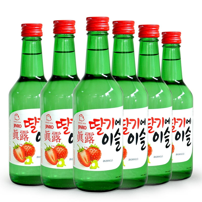 韩国进口真露烧酒草莓味女生微醺果味酒甜酒非清酒13度360ml*