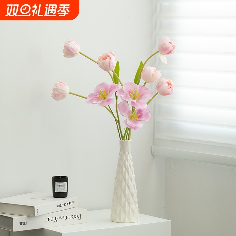 郁金香百合假花仿真花摆设高级仿生花装饰花艺摆件插花高档花束