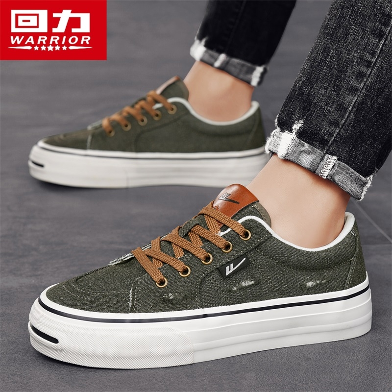 回力帆布男鞋低帮休闲板鞋绿色厚底百搭潮鞋男士运动鞋