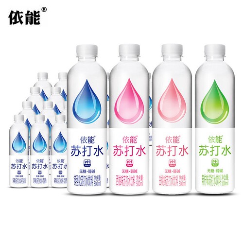 依能苏打水500ml*12瓶整箱弱碱锌青柠饮用水饮料好喝碱性大瓶柠檬