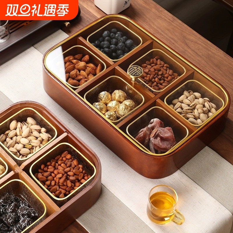金边玻璃水果盘家用客厅茶几简约现代轻奢风新年结婚零食盘干果盘