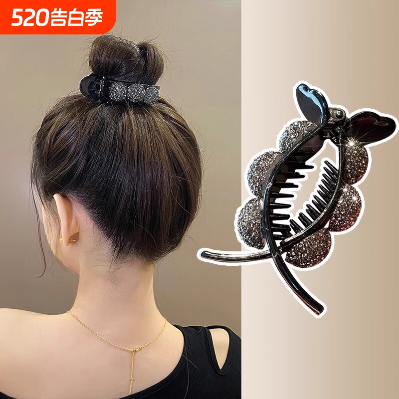 满钻丸子头抓夹高级感发夹后脑勺女气质盘发神器复古夹子头饰学生