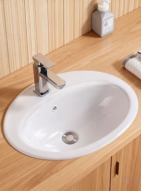 半嵌入式陶瓷三孔老式洗脸洗手盆台上盆台中盆台面浴室无孔上门