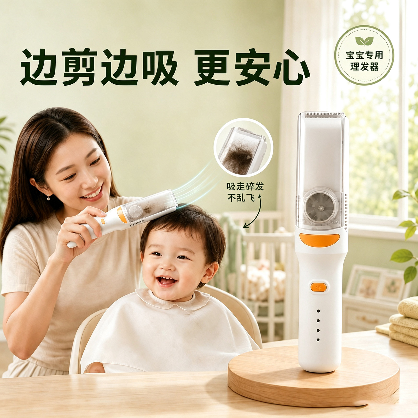告别理发哭闹！边剪发边吸碎发！图片