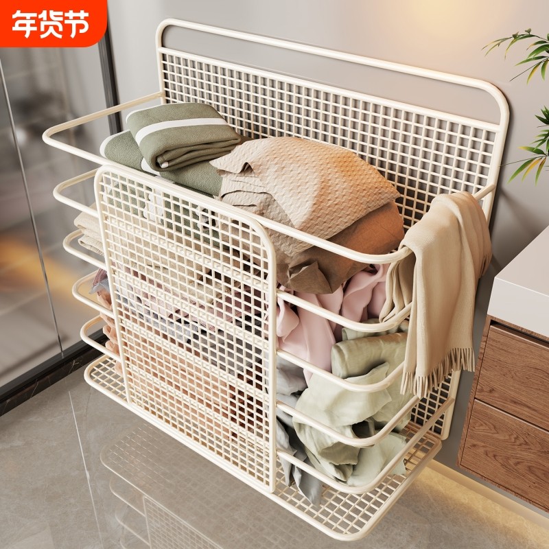 脏衣篓家用脏衣服收纳筐浴室壁挂式免打孔大容量放衣物神器洗衣篮
