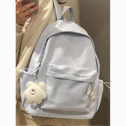 书包女生高中生大学生ins简约百搭双肩包纯色初中男背包大容量