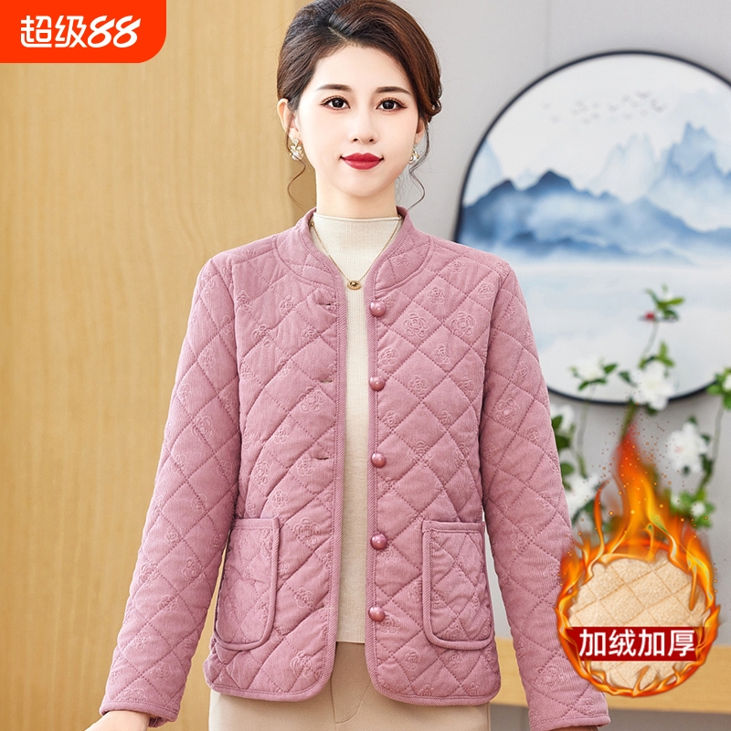 中老年妈妈秋冬棉服奶奶上衣休闲