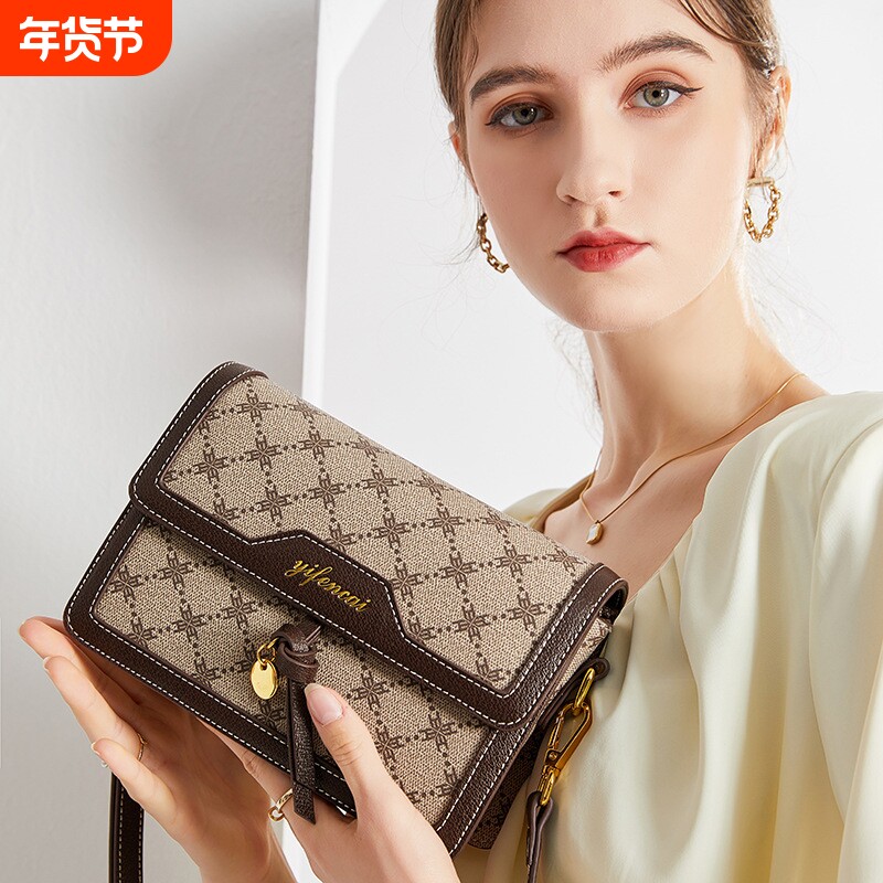 店酷奇时尚单肩包女韩版包包女包印花小方包韩经典潮流斜挎包真皮