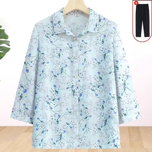 女装 老年人奶奶夏装 老人夏季 衬衫 70岁老太太衣服夏天 2025冰丝新款