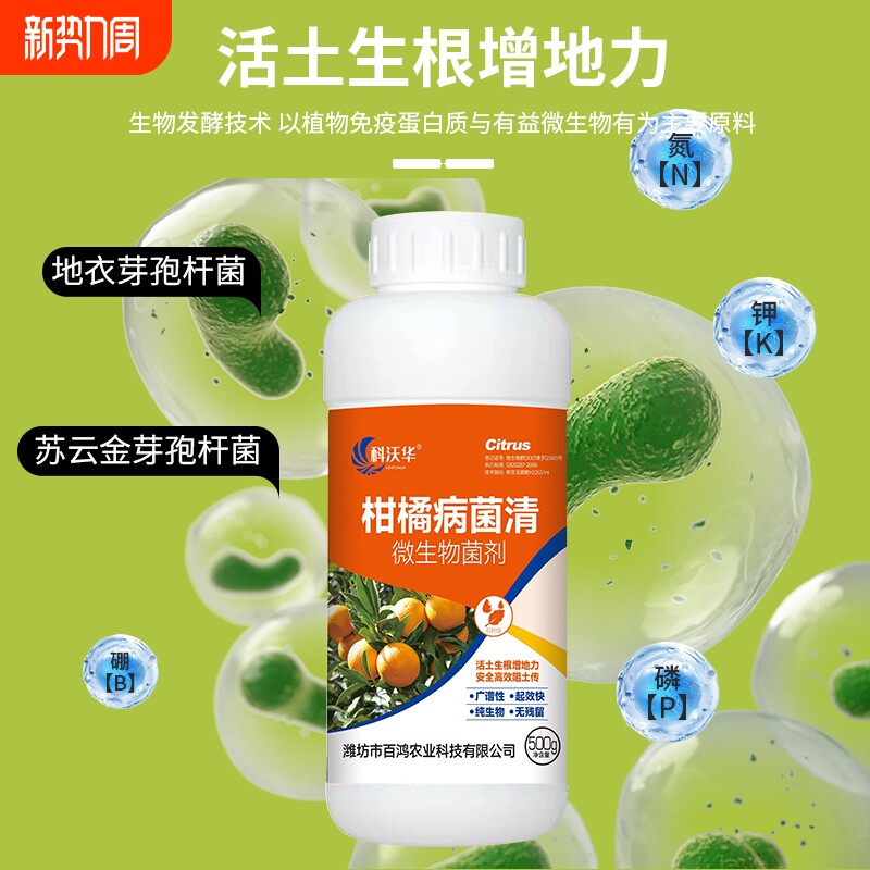 科沃华柑橘病菌清复合微生物菌剂梨树苹果树果黄化一撒清叶面肥的
