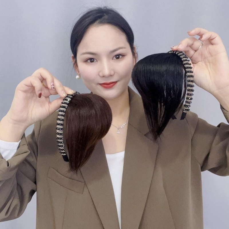 遮白发假发发箍水钻神器免吹女补发片真人发丝星钻发一体遮盖隐形