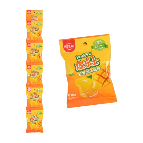 阿麦斯皮乐士芒果剥皮软糖 99% 果汁含量 可剥皮芒果糖休闲零食