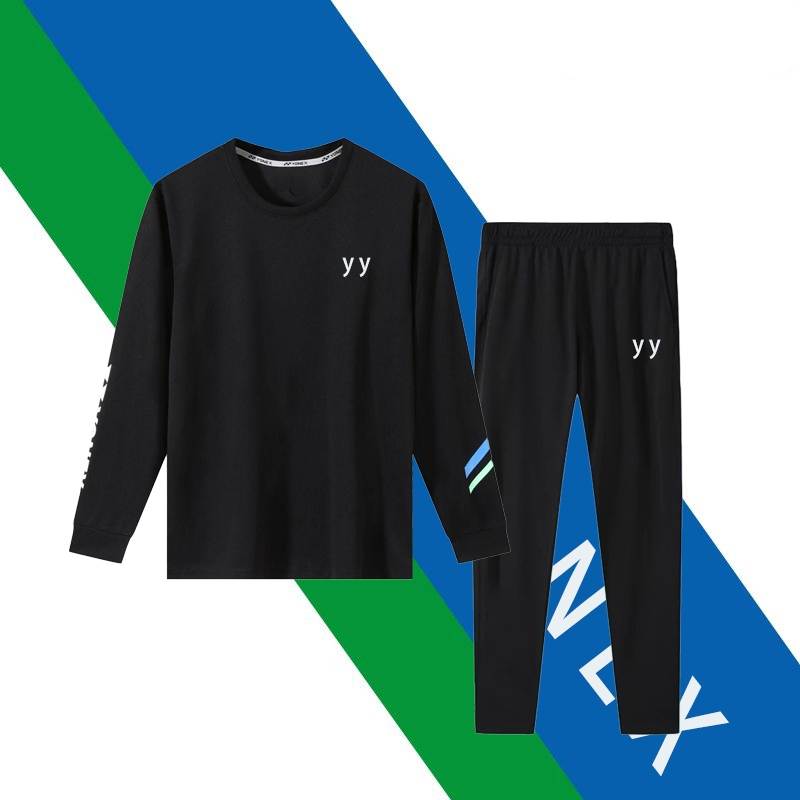 秋冬新款yy羽毛球服套装长袖乒乓运动上衣透气舒适休闲跑步训练服
