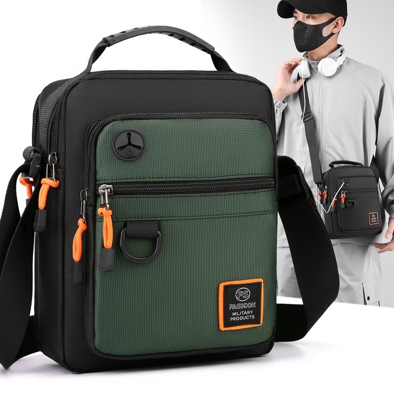 斜挎包男2025新款防水耐磨背包多口袋做生意收钱包商务休闲男士包