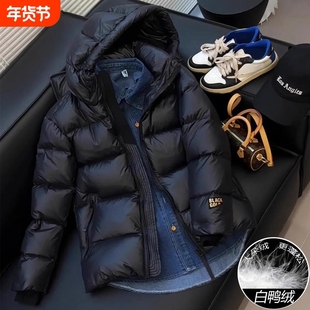 户外黑金羽绒服女款2025冬季新款小个子鸭绒面包服黑色短中长款
