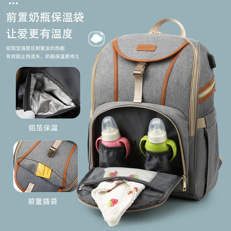 跨境新款大容量妈咪旅行包乐天联名折叠多用途双肩轻便母婴包