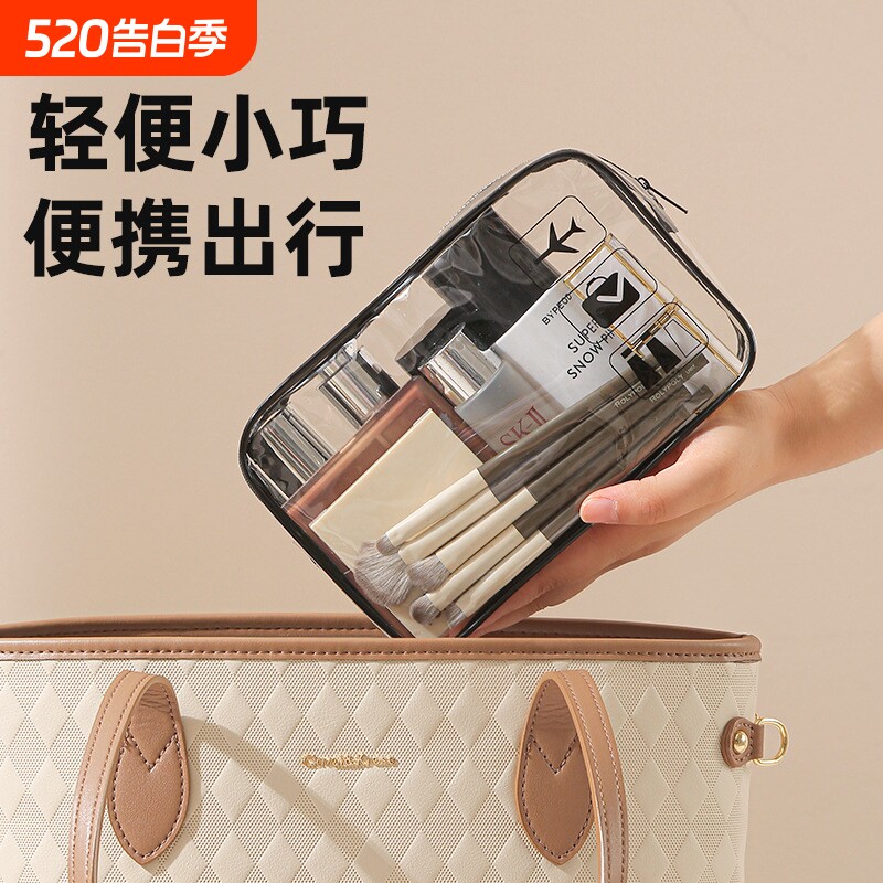 洗漱收纳包旅行加厚PVC可视洗漱包大容量便携防水手提化妆收纳袋
