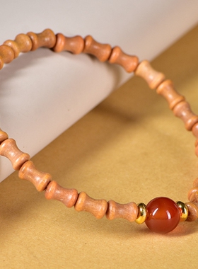 天然檀香木竹节珠单圈手链节节高文玩手串时尚精巧男女饰品礼物