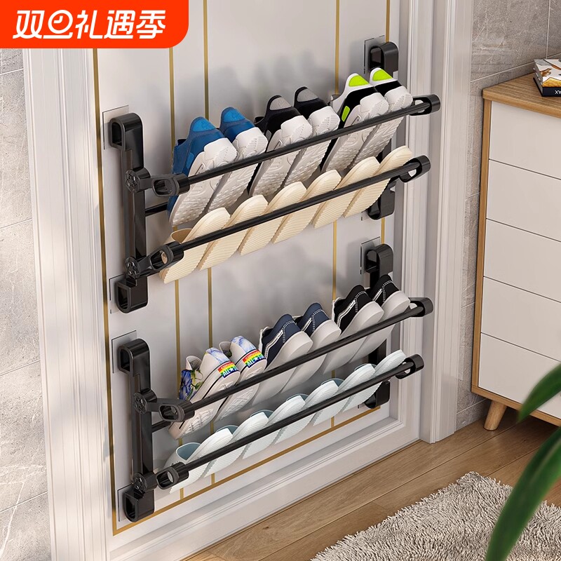 门后鞋架壁挂式可折叠家用多层2025爆款收纳神器拖鞋架窄鞋架鞋子